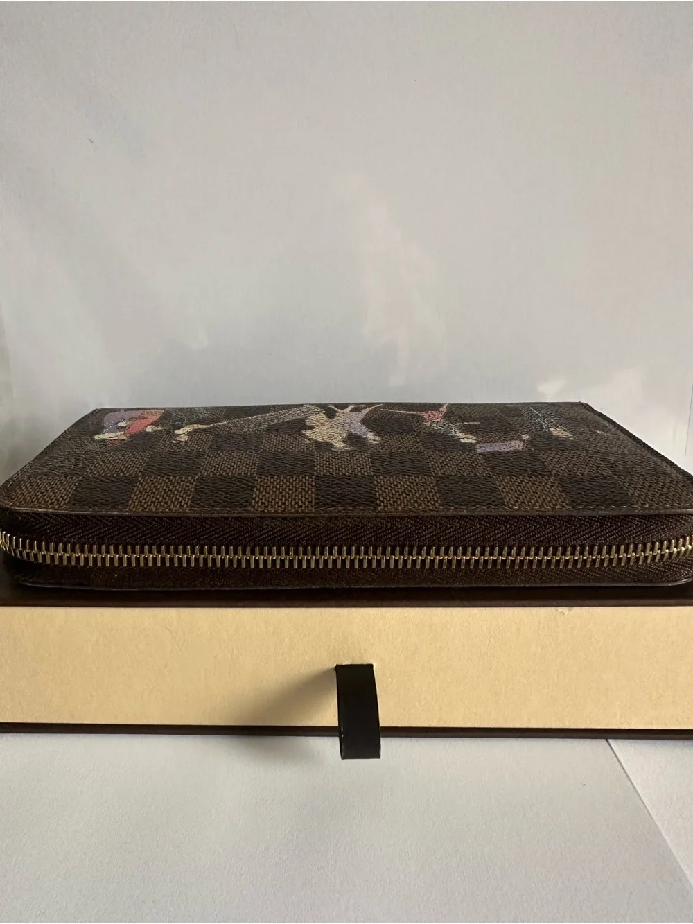 Louis Vuitton Damier Ebene Evasion Zippy Wallet Limited Edition Purple Full Set